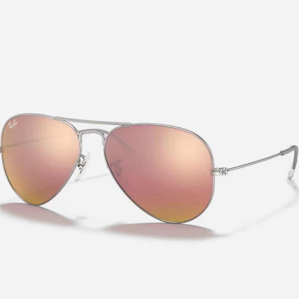 Ray-Ban Silver Frame Sunglasses with Rose Lenses